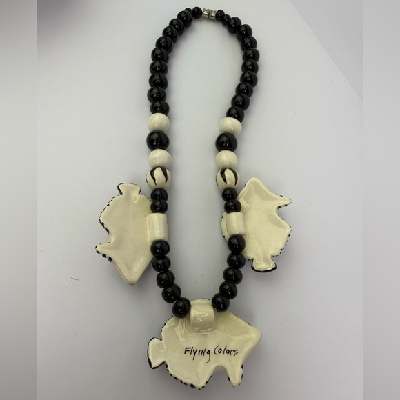 Flying Colors ceramic fish necklace paired- french vtg Marion Godard bracelet - Picture 3 of 10